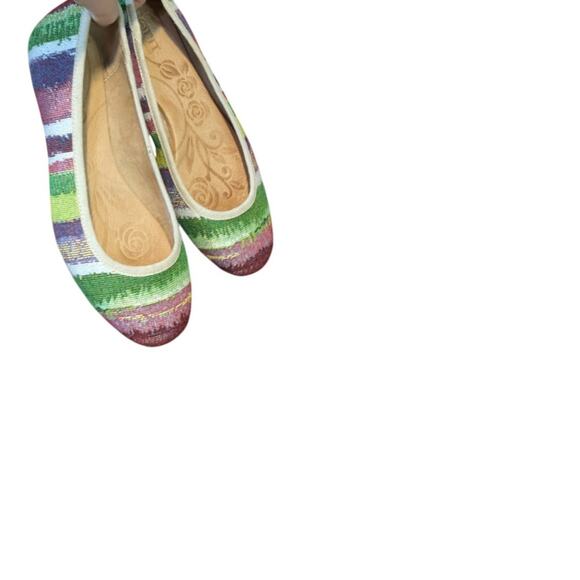 New Born Ballerina Flats Shoes Abbee Colorful Linen Colorful Stripe - Picture 3 of 7